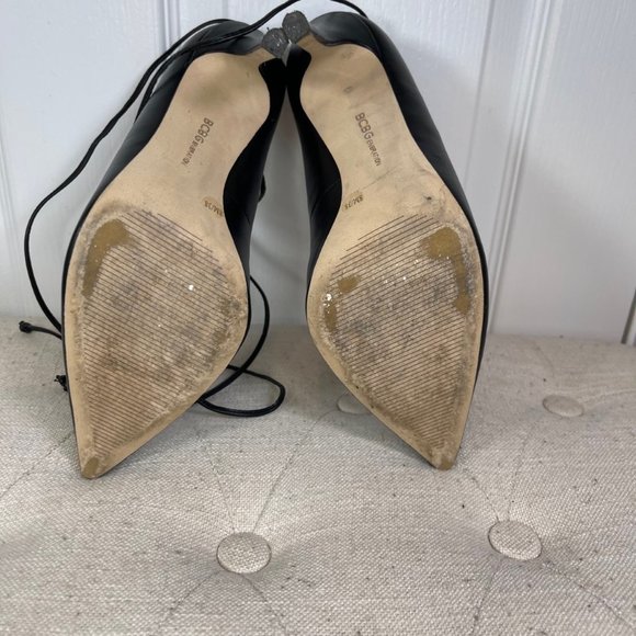 BCBGeneration Black Tully Lace-Up Pump Pointed Toe Stiletto's - 8 - Picture 13 of 13